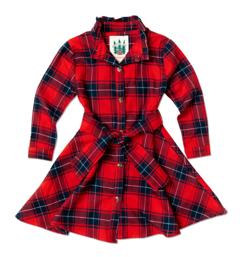 Apple Pie Skillet Kids Flannel Dress