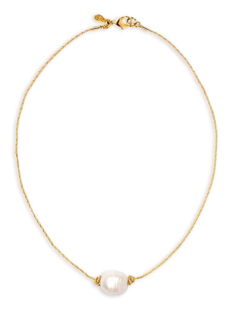 Golden Tide Pearl Knot Necklace
