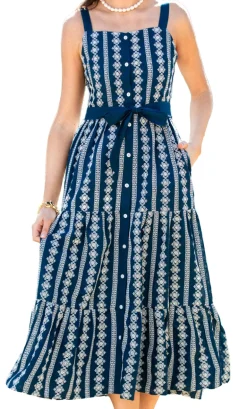 Isabella Floral Embroidered Smocked Maxi Dress