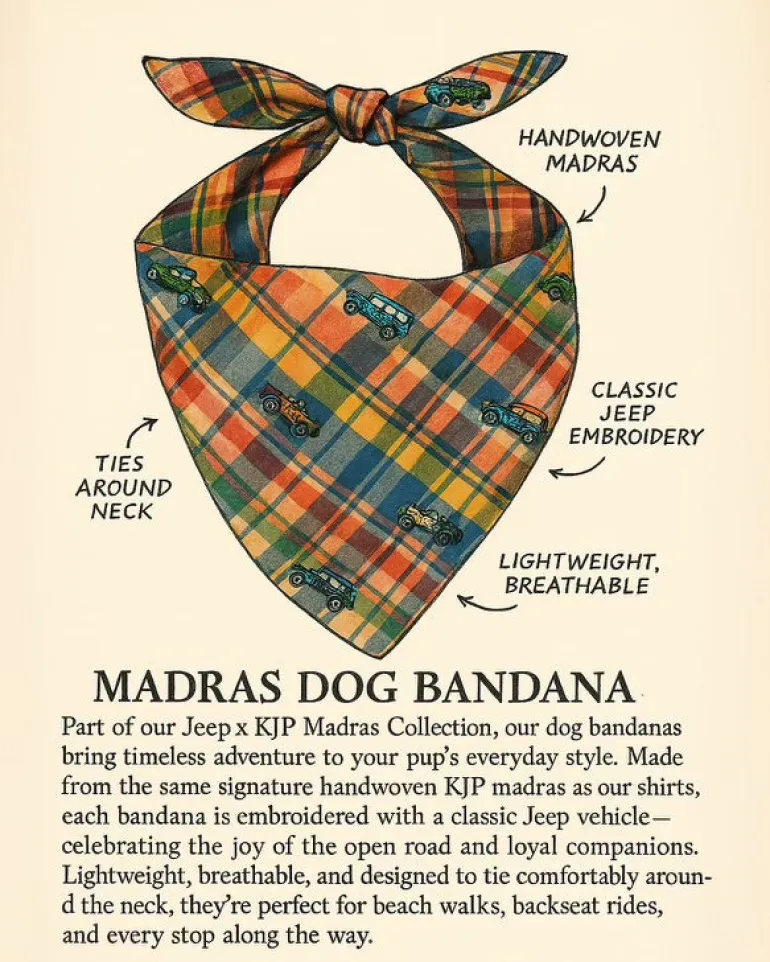 Jeep® x KJP Embroidered Madras Dog Bandana