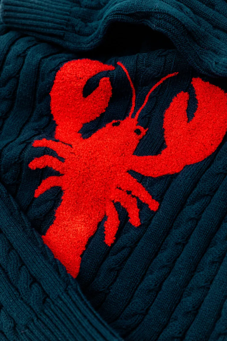 Lobster Cable Knit Sweater- Navy